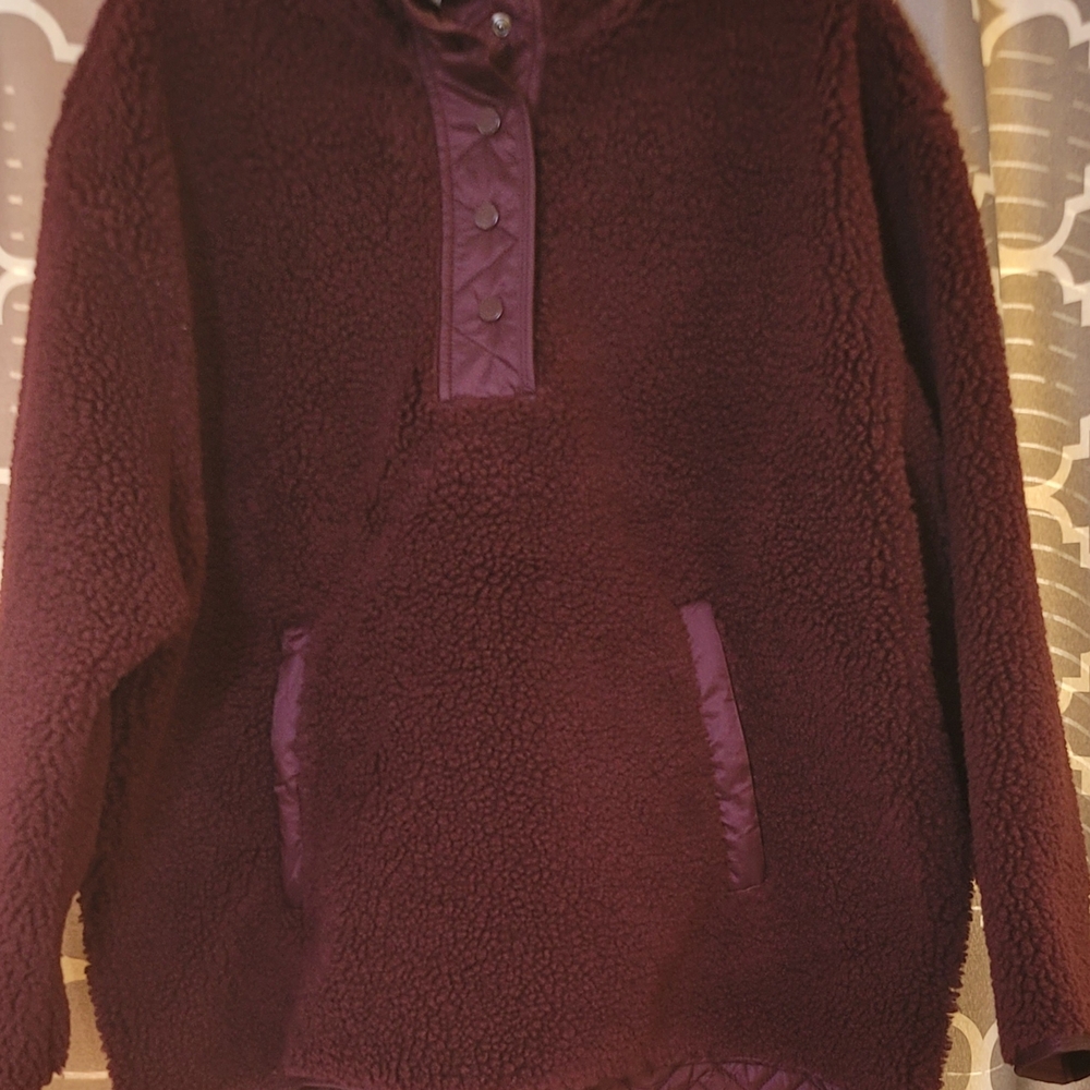 NWOT Athleta Burgundy Fleece Pullover - Picture 3 of 12